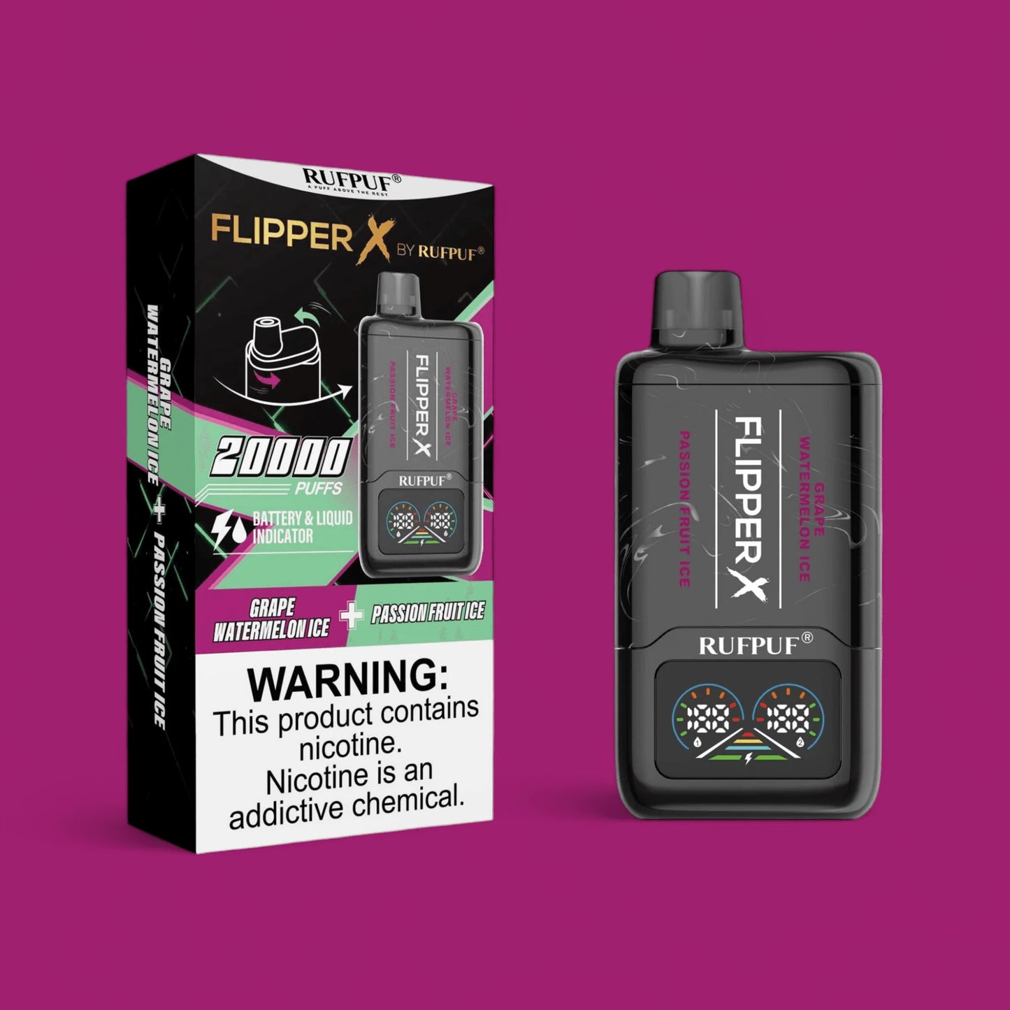 Flipper X By RufPuf 2 Flavors In 1, 20K Puffs
